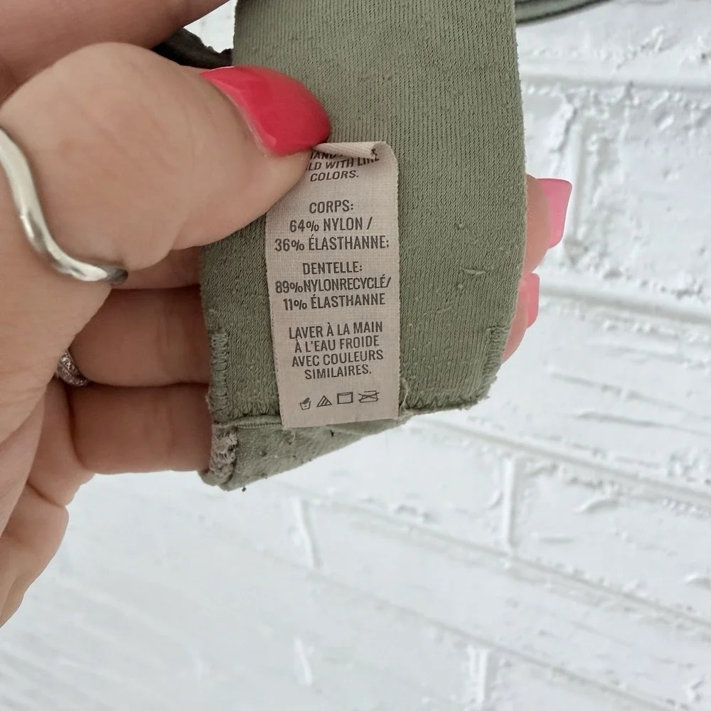 Aerie Green Ombre Real Sunnie Lace Demi Push Up Wireless Bra Size 36D - Picture 6 of 9